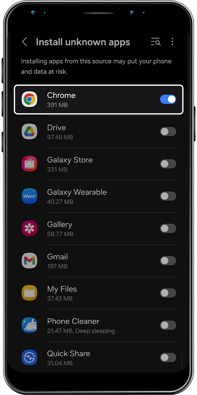 Go to your device settings and allow installation of the Melbet APK file from unknown sources.