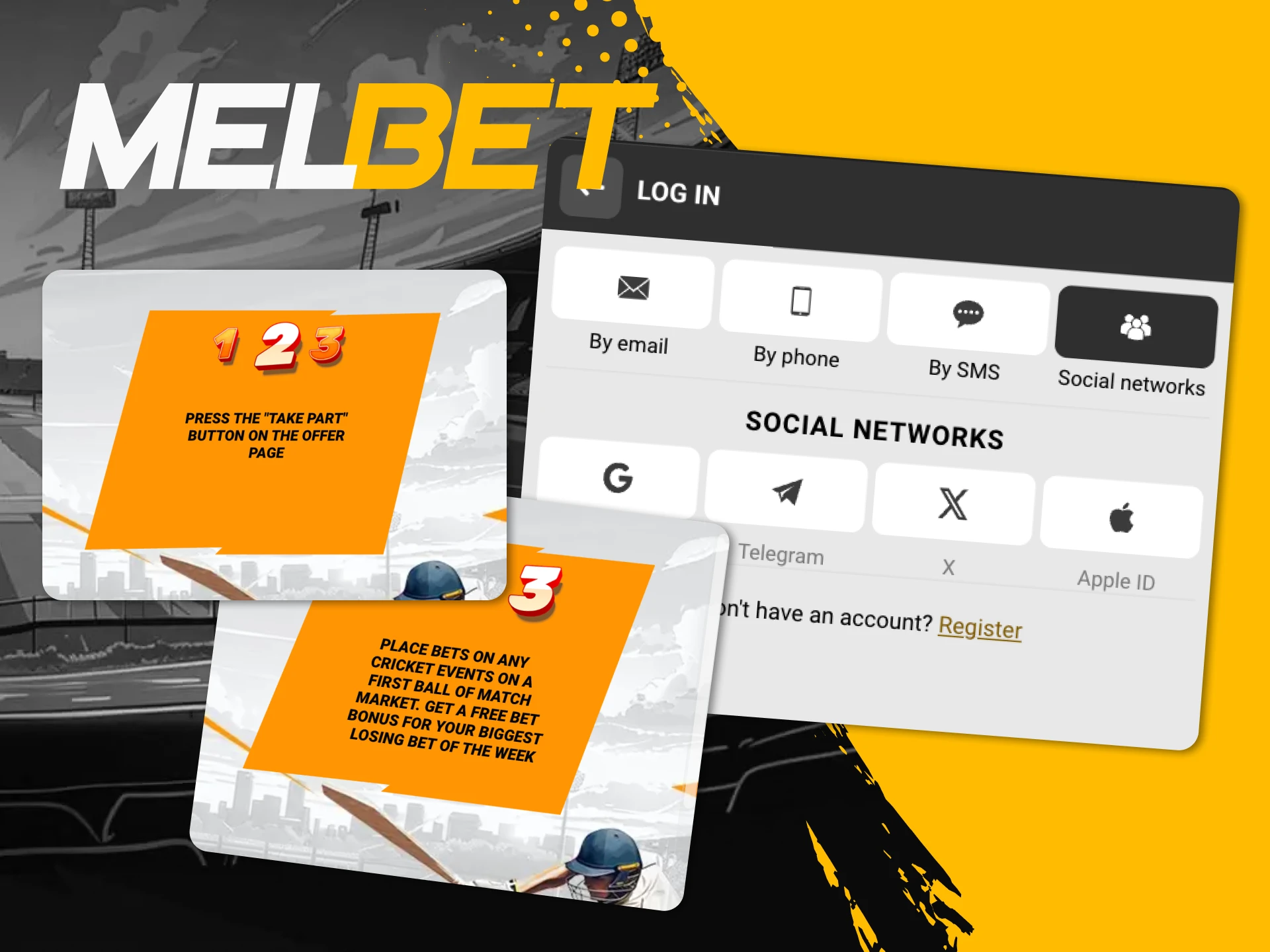 Log in to Melbet online casino to activate your Free Bet bonus.